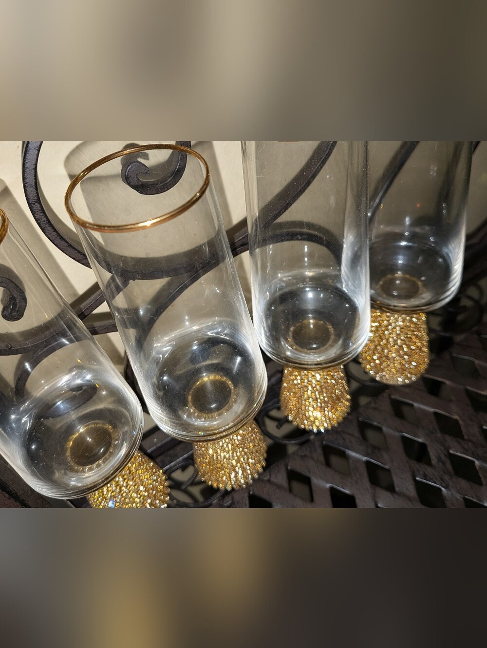 Christian Siriano Gold Rhinestone Champagne Flutes